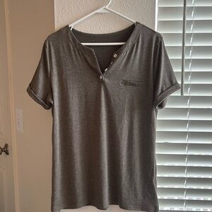 Vintage Olive Green Henley T-Shirt